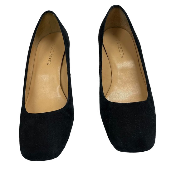 Talbots Square Toe Faux Suede Wedge Heel Black 7.5 - Picture 2 of 8